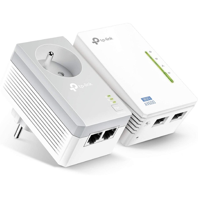 TP-Link CPL WiFi 300 Mbps + CPL 600 Mbps avec Ports Ethernet et prise  intégrée, Kit de 2