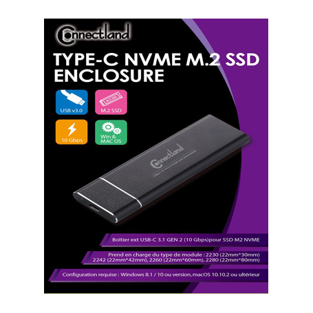 Boitier Disque Dur SSD USB3.1 TO M.2 NVMe SSD ENCLOSURE